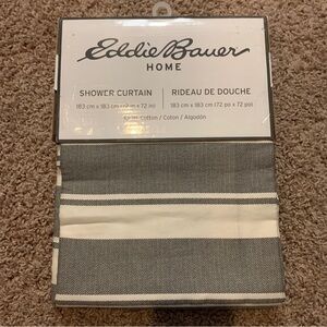 New Eddie‎ Bauer  Shower Curtain Charcoal/ White Stripes 100% Cotton, Modern